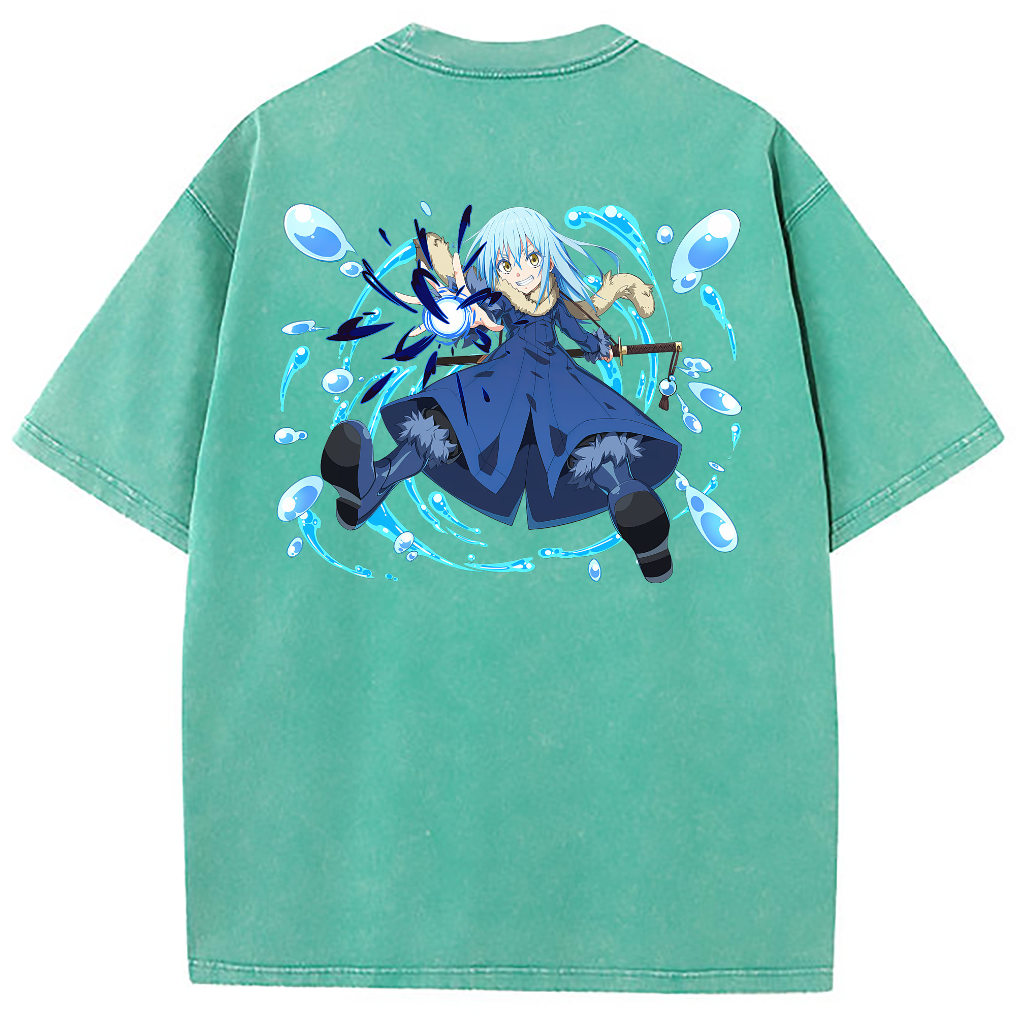 （画像用） 転スラ Regarding Reincarnated to Slime 綿100% ヴィンテージ風 半袖Tシャツ（背面プリント）